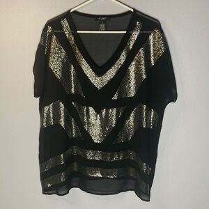 Chic Black and Silver Sequin Top